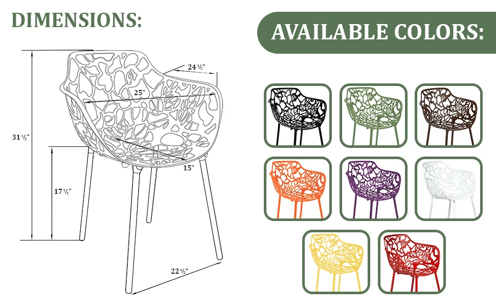 Modern Devon Aluminum Armchair, Set of 4