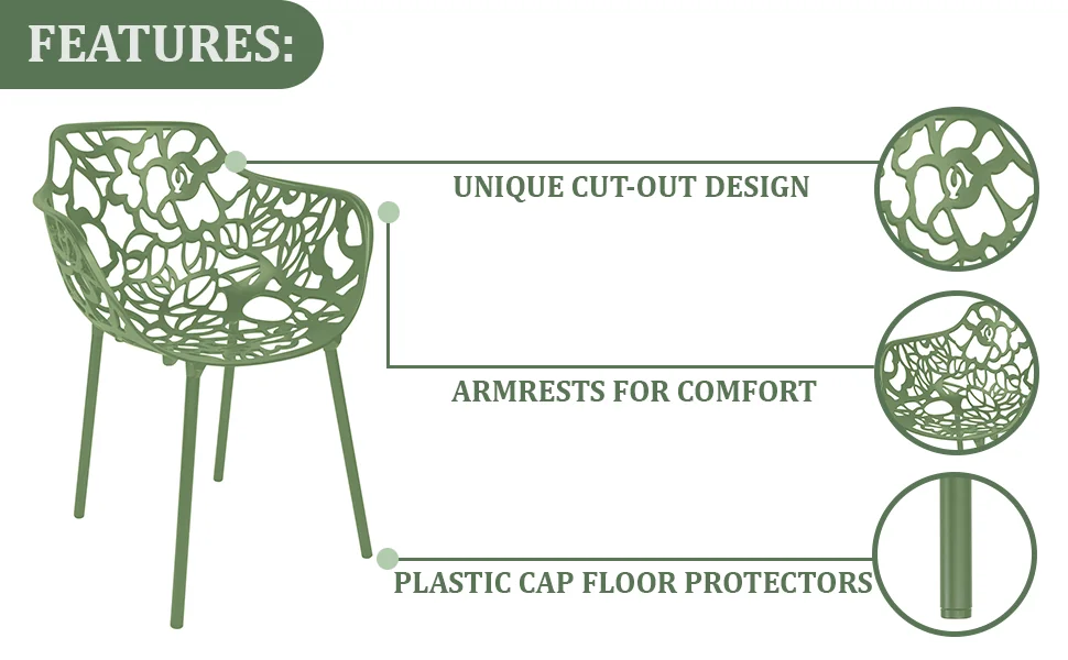 Modern Devon Aluminum Armchair, Set of 4