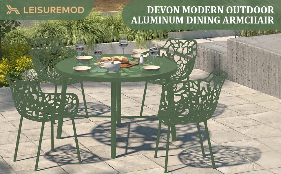 Modern Devon Aluminum Armchair, Set of 4