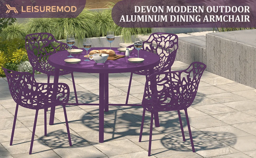 Modern Devon Aluminum Armchair, Set of 2