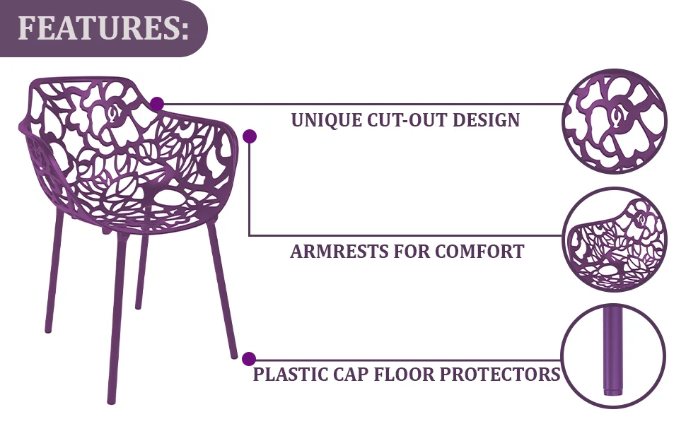 Modern Devon Aluminum Armchair, Set of 2