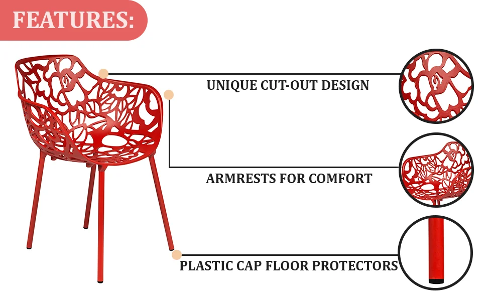 Modern Devon Aluminum Armchair, Set of 2