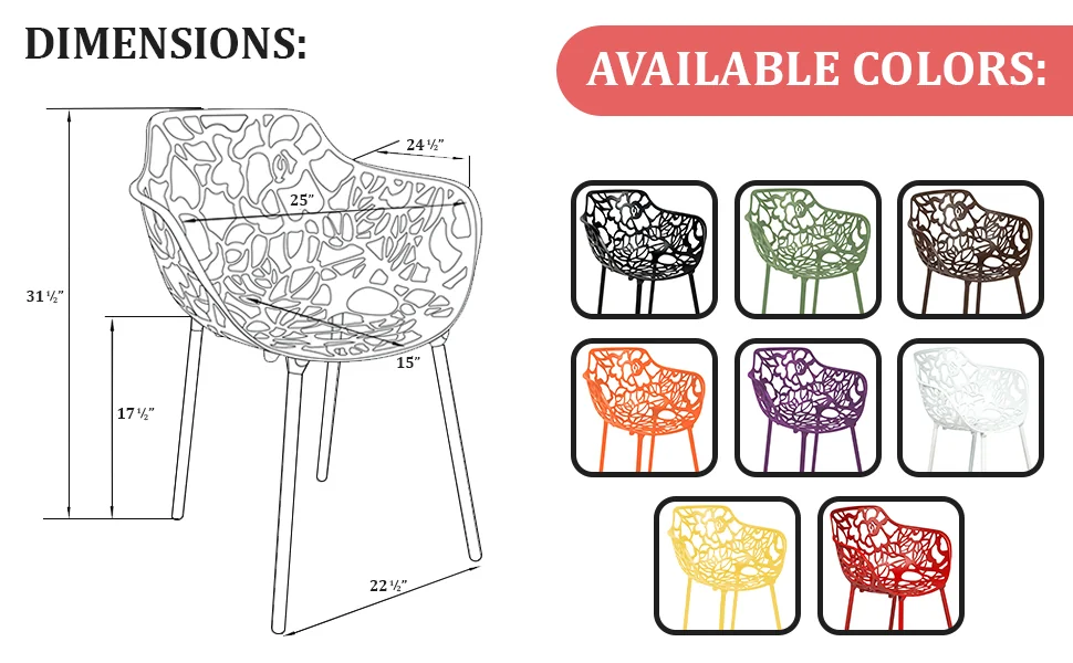 Modern Devon Aluminum Armchair, Set of 4