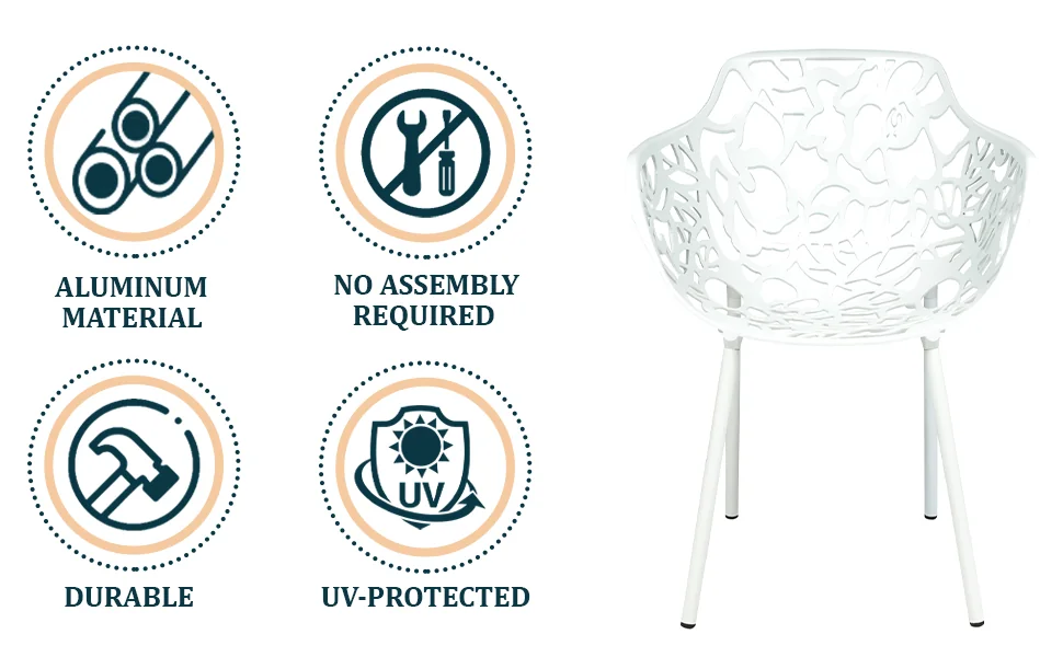 Modern Devon Aluminum Armchair, Set of 2