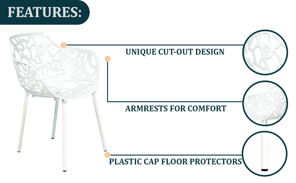 Modern Devon Aluminum Armchair, Set of 2