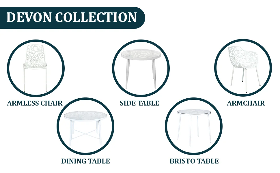 Modern Devon Aluminum Armchair, Set of 4