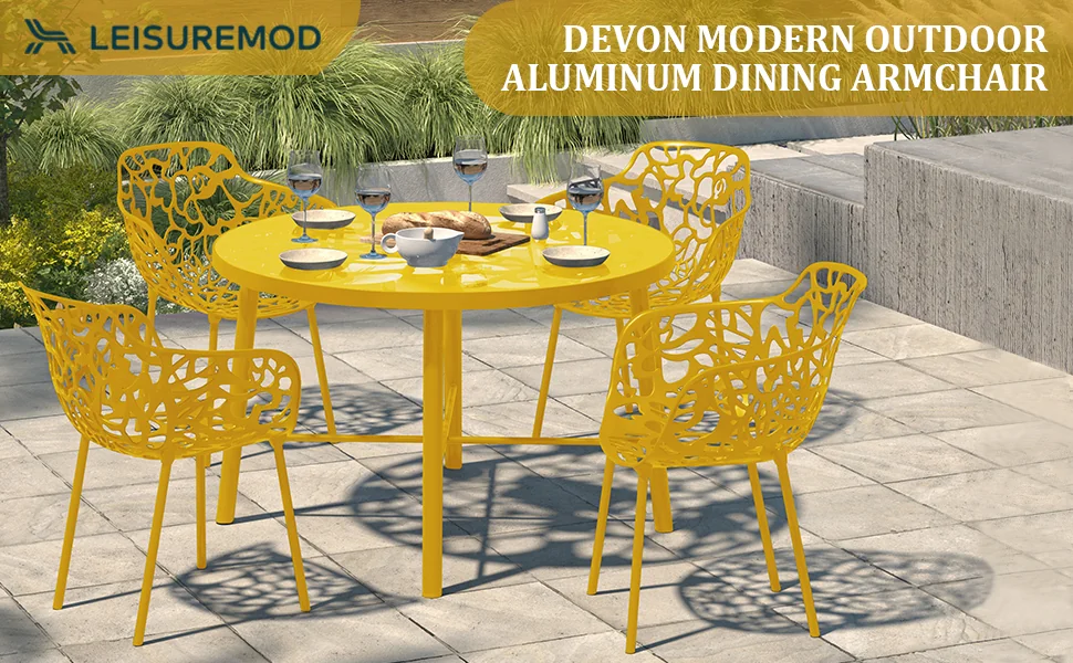 Modern Devon Aluminum Armchair, Set of 4