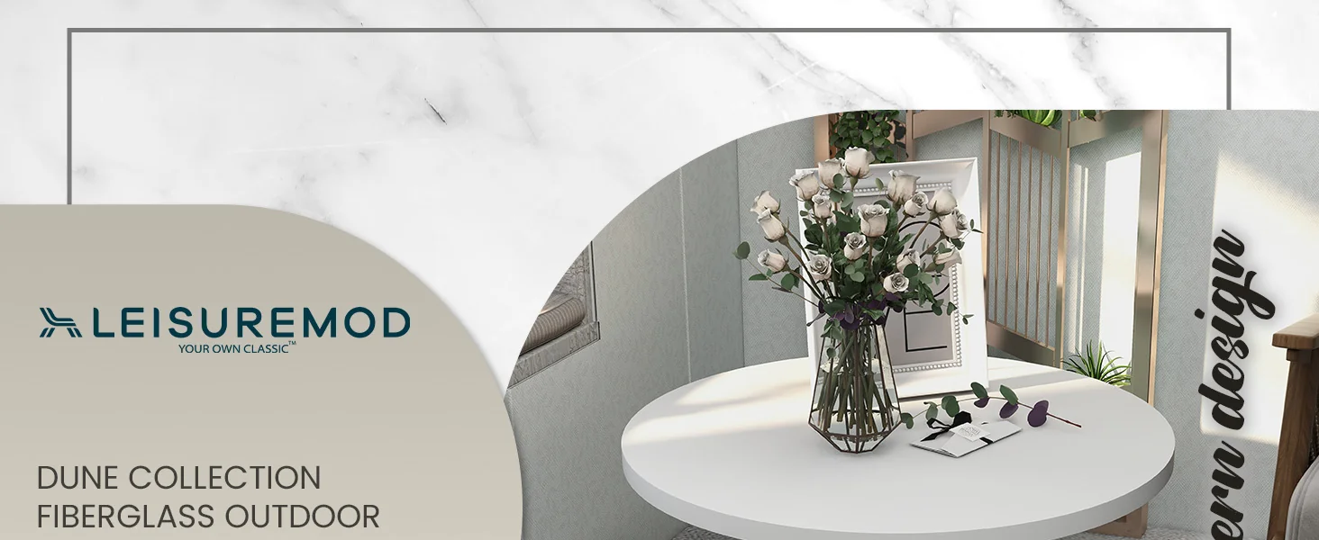 Dune Collection Fiberglass Outdoor Coffee Table In White