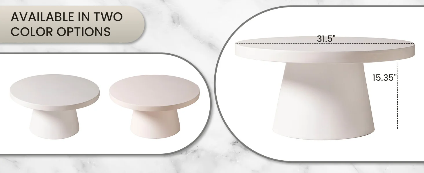 Dune Collection Fiberglass Outdoor Coffee Table In White