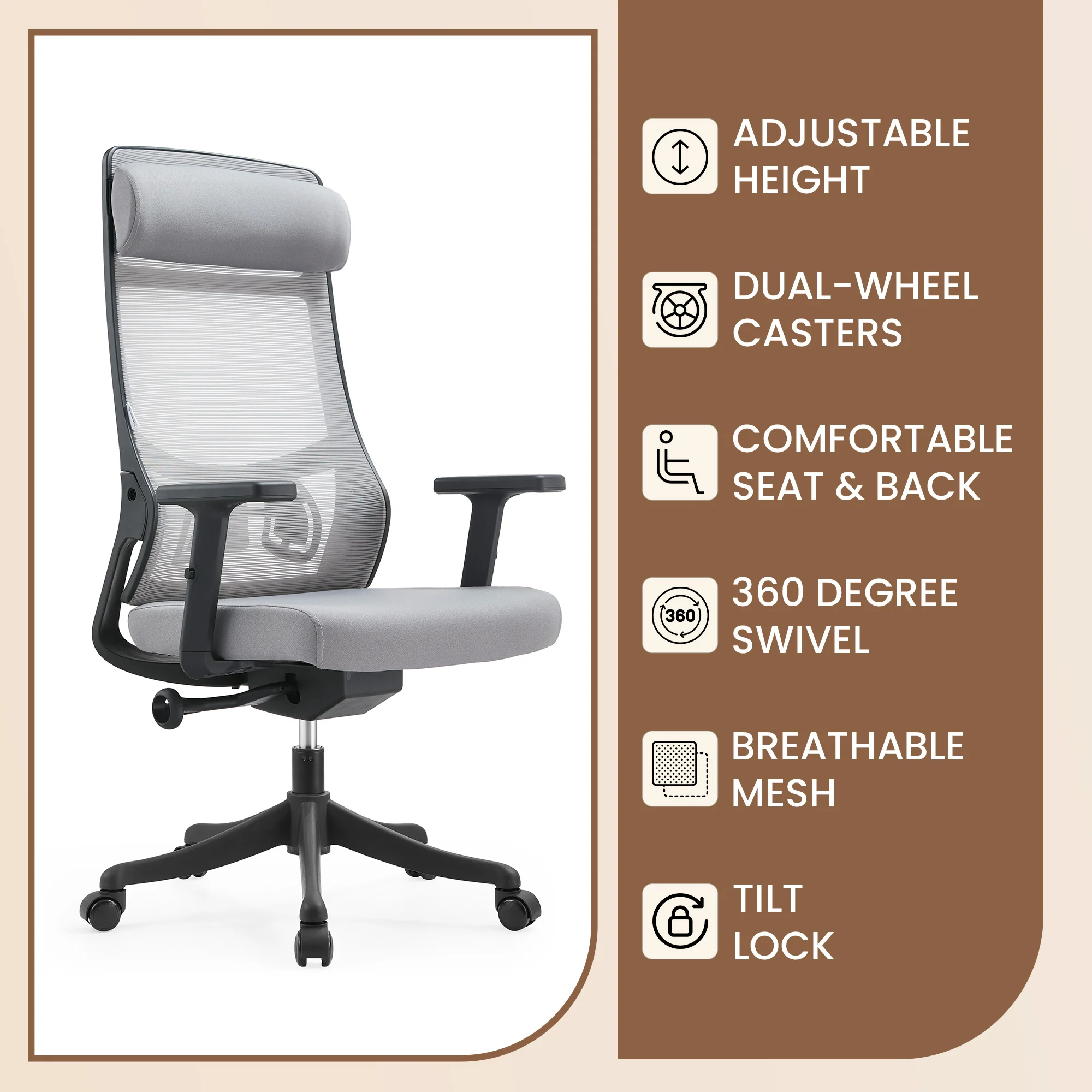 Office Dale Series Office Task Chair In Light Grey