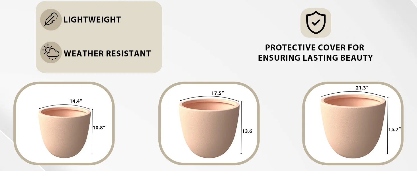 Dahlia Series Poly Stone Planter Set in Terracotta