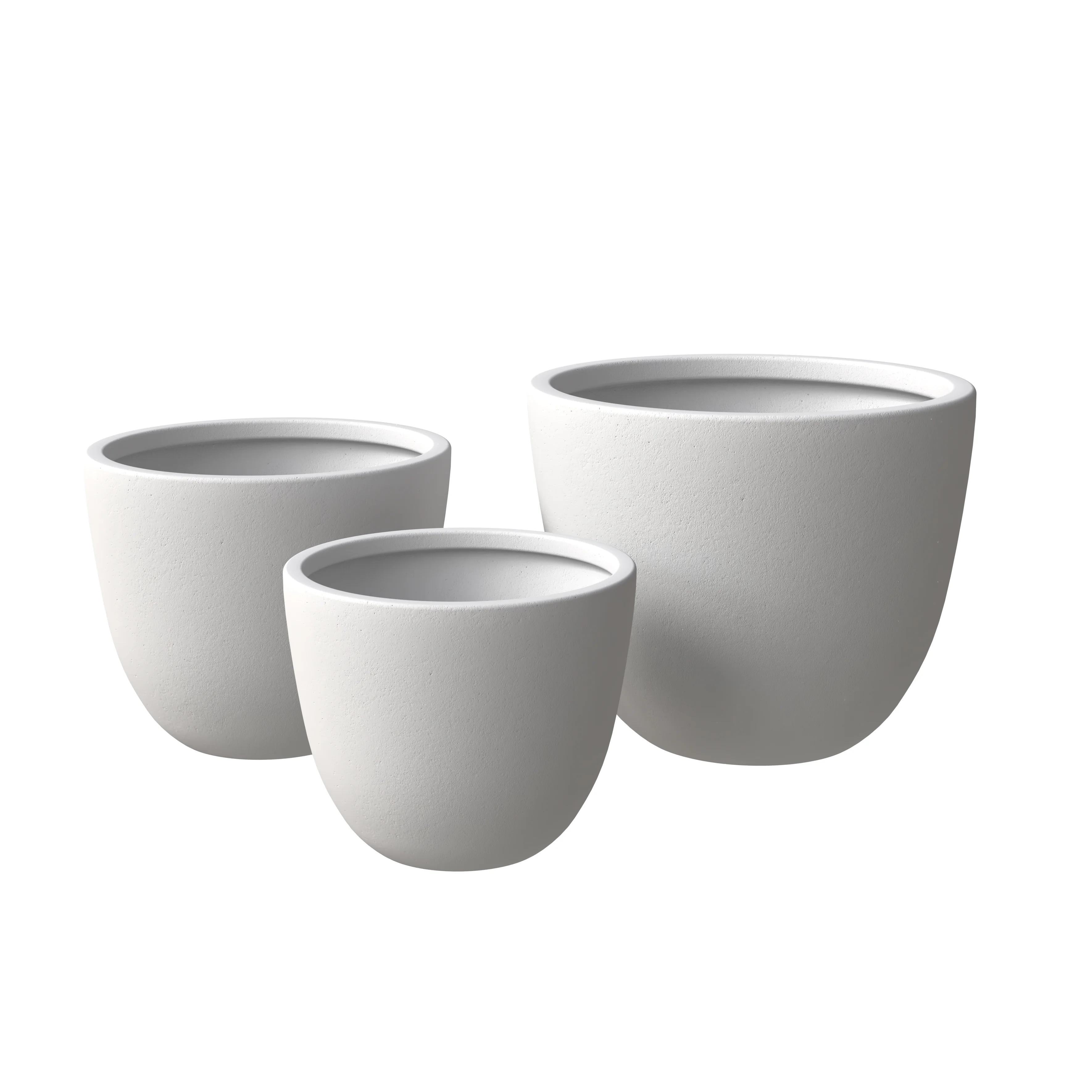 Dahlia Series Poly Stone Planter Set in White