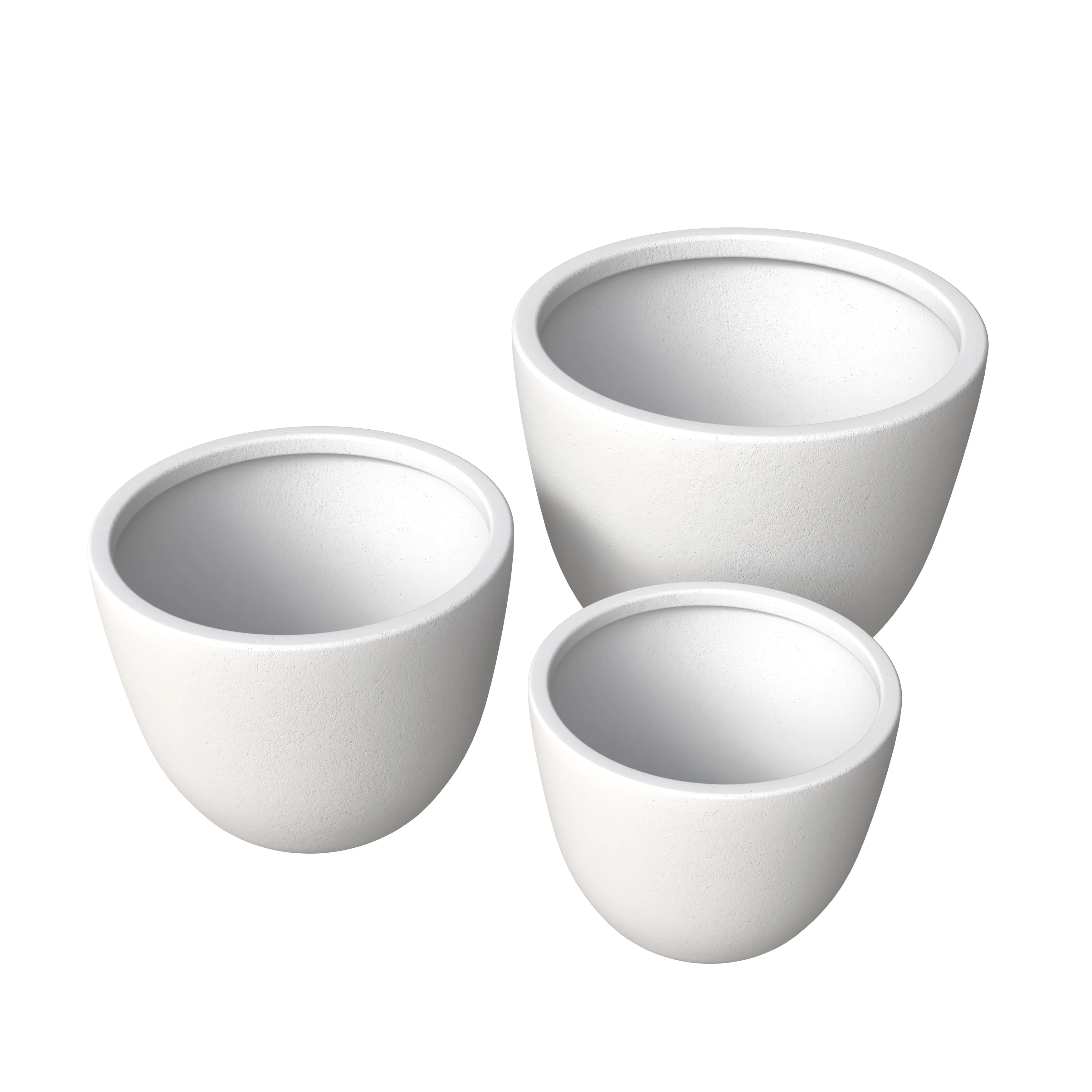 Dahlia Series Poly Stone Planter Set in White