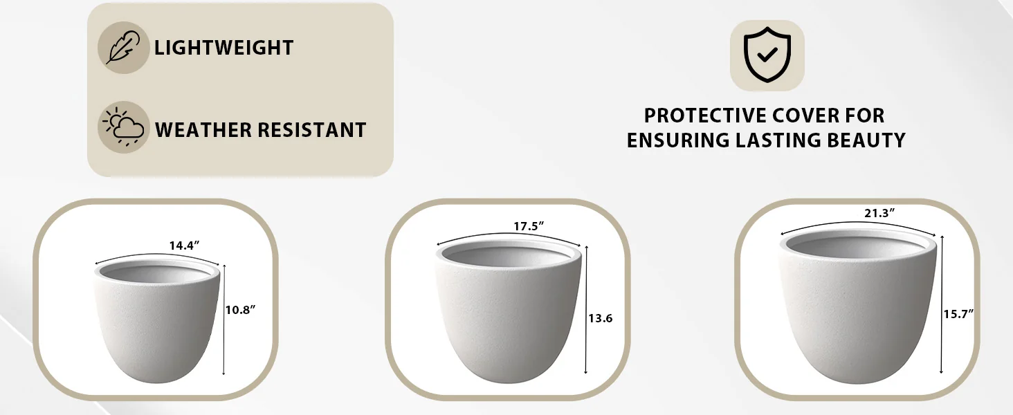 Dahlia Series Poly Stone Planter Set in White