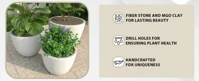 Dahlia Series Poly Stone Planter Set in White