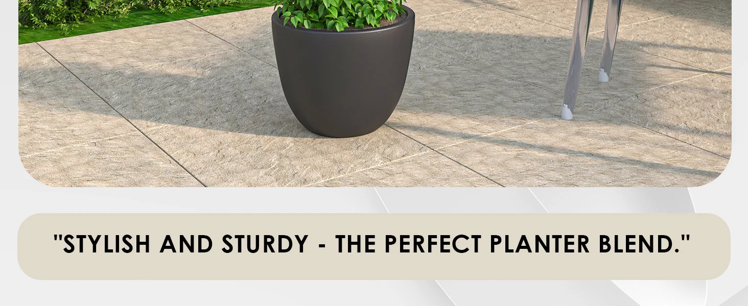 Dahlia Series Poly Stone Planter in Black 14.4 Dia, 10.8 High