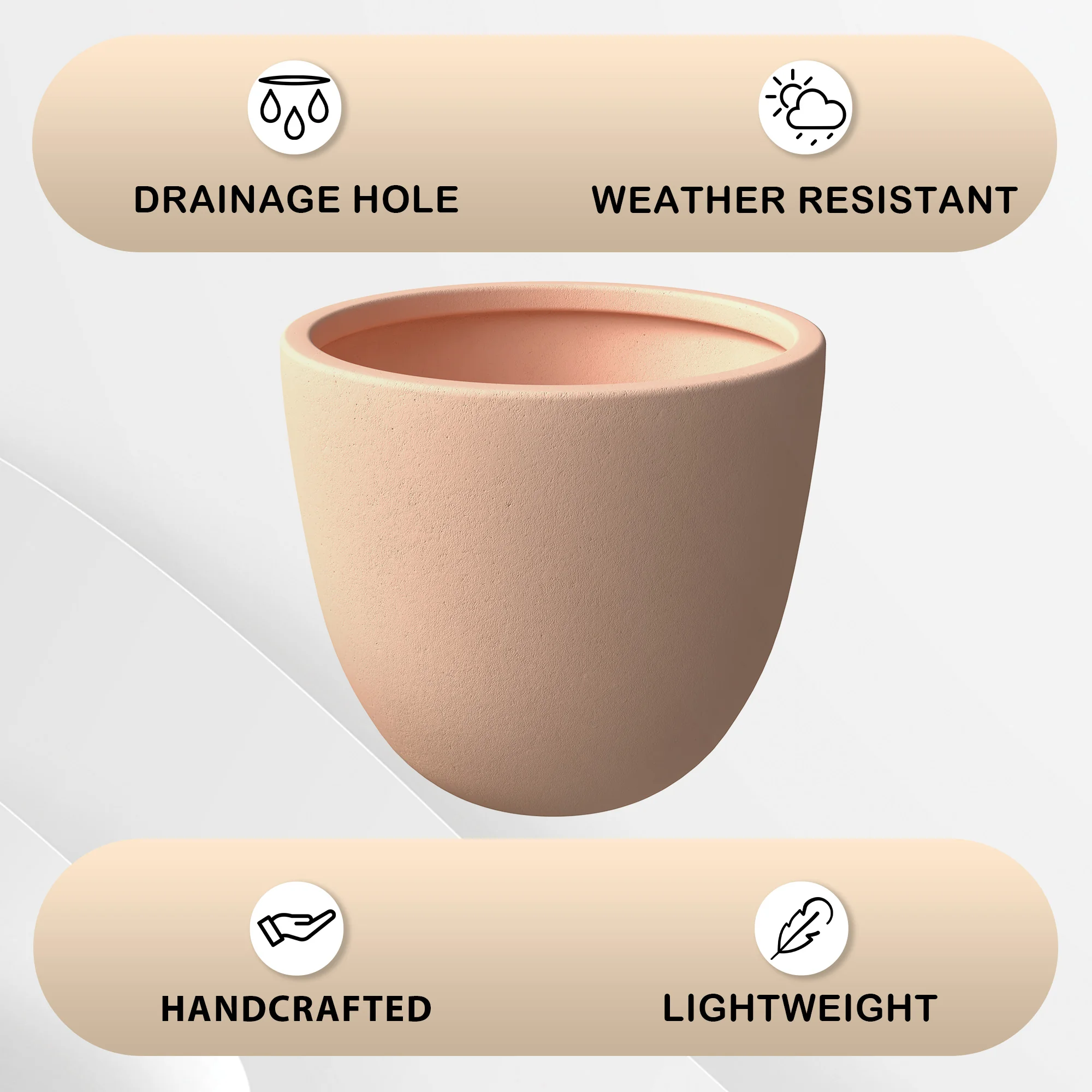 Dahlia Series Poly Stone Planter in TerraCotta Color 14.4 Dia, 10.8 High