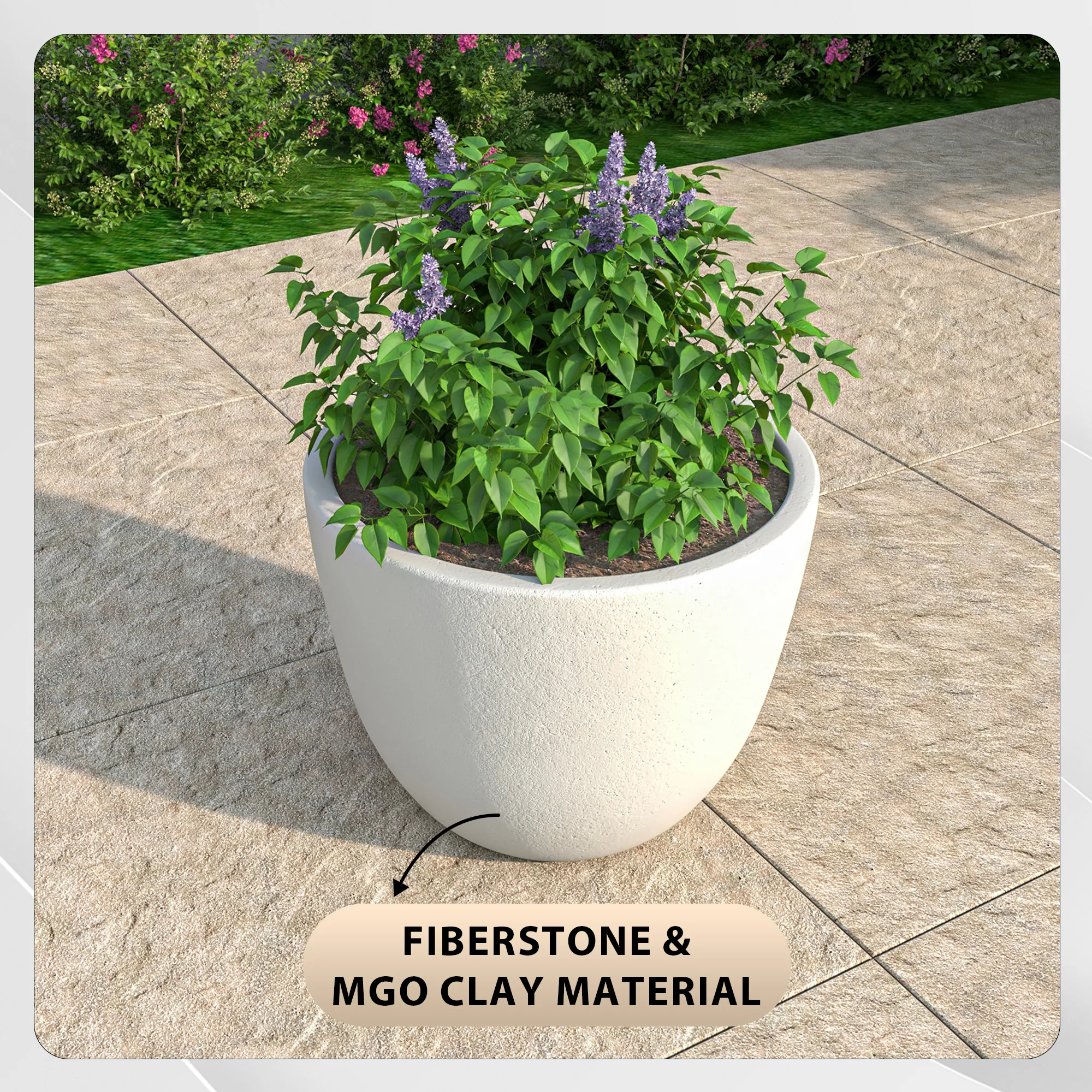 Dahlia Series Poly Stone Planter in White 14.4 Dia, 10.8 High