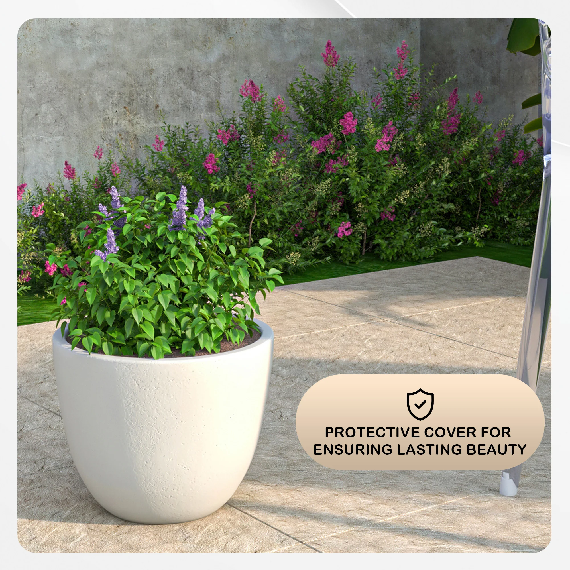 Dahlia Series Poly Stone Planter in White 14.4 Dia, 10.8 High