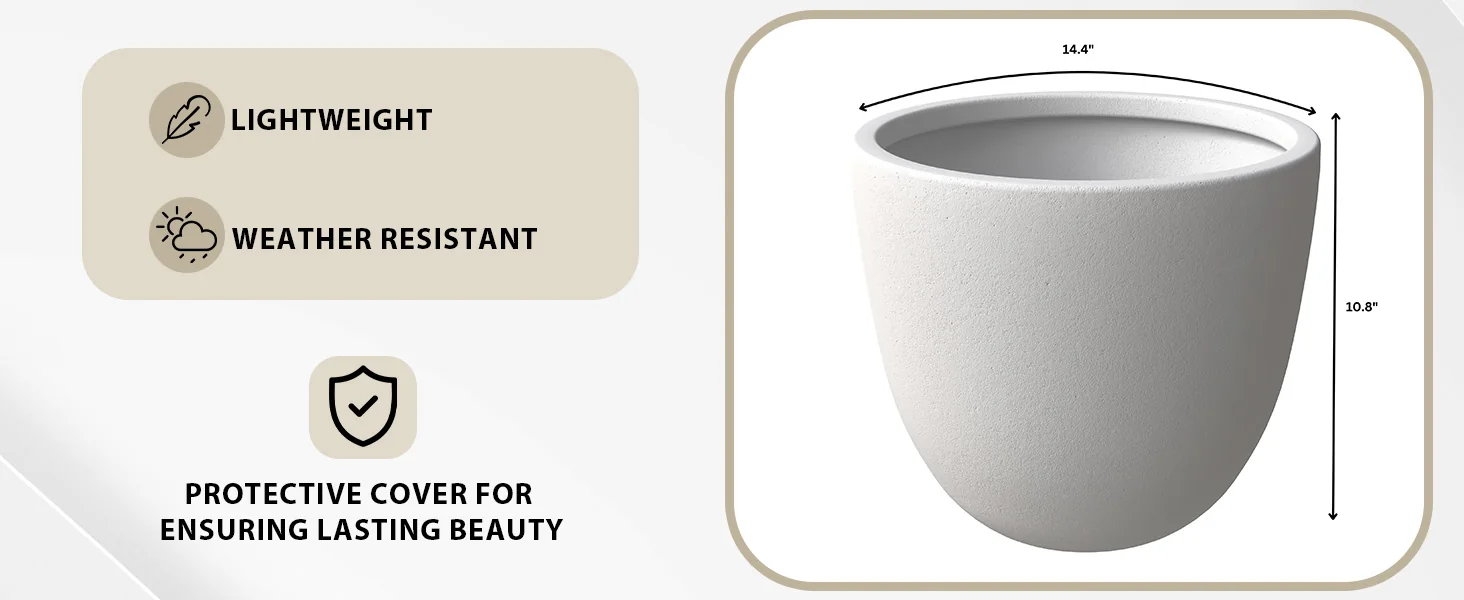 Dahlia Series Poly Stone Planter in White 14.4 Dia, 10.8 High
