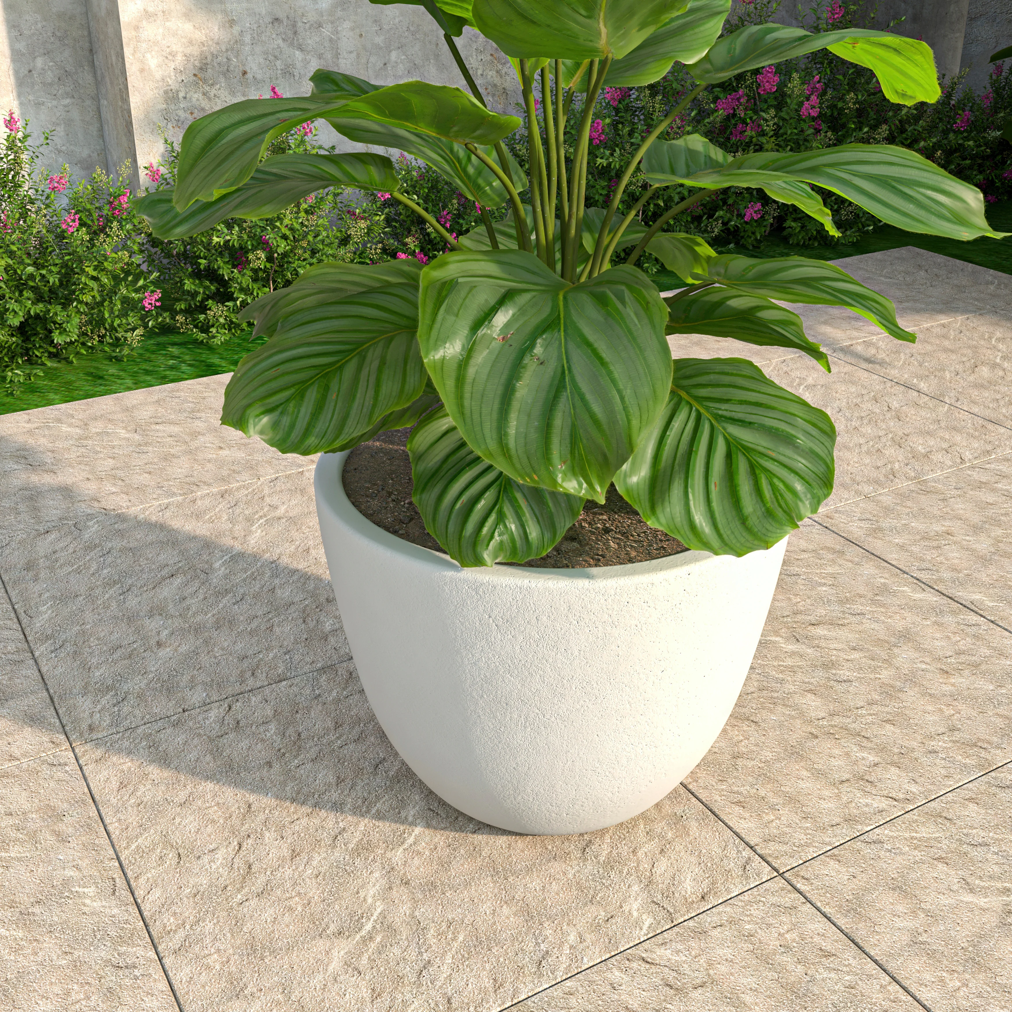 Dahlia Series Poly Stone Planter in White 17.5 Dia, 13.6 High