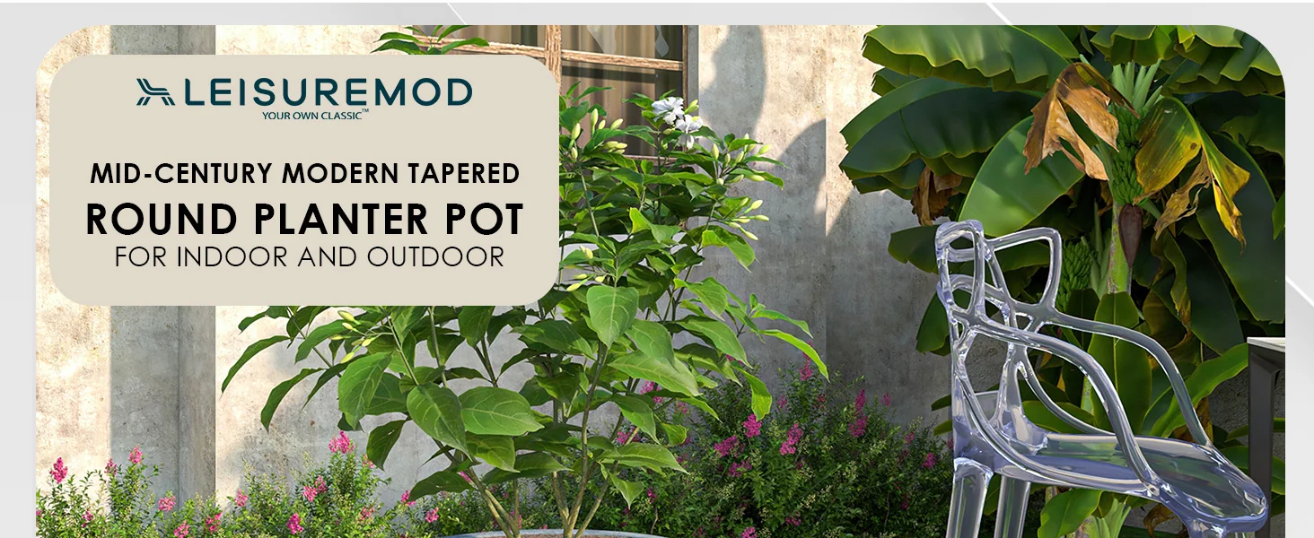 Dahlia Series Poly Stone Planter in Aged Concrete 21.3 Dia, 15.7 High