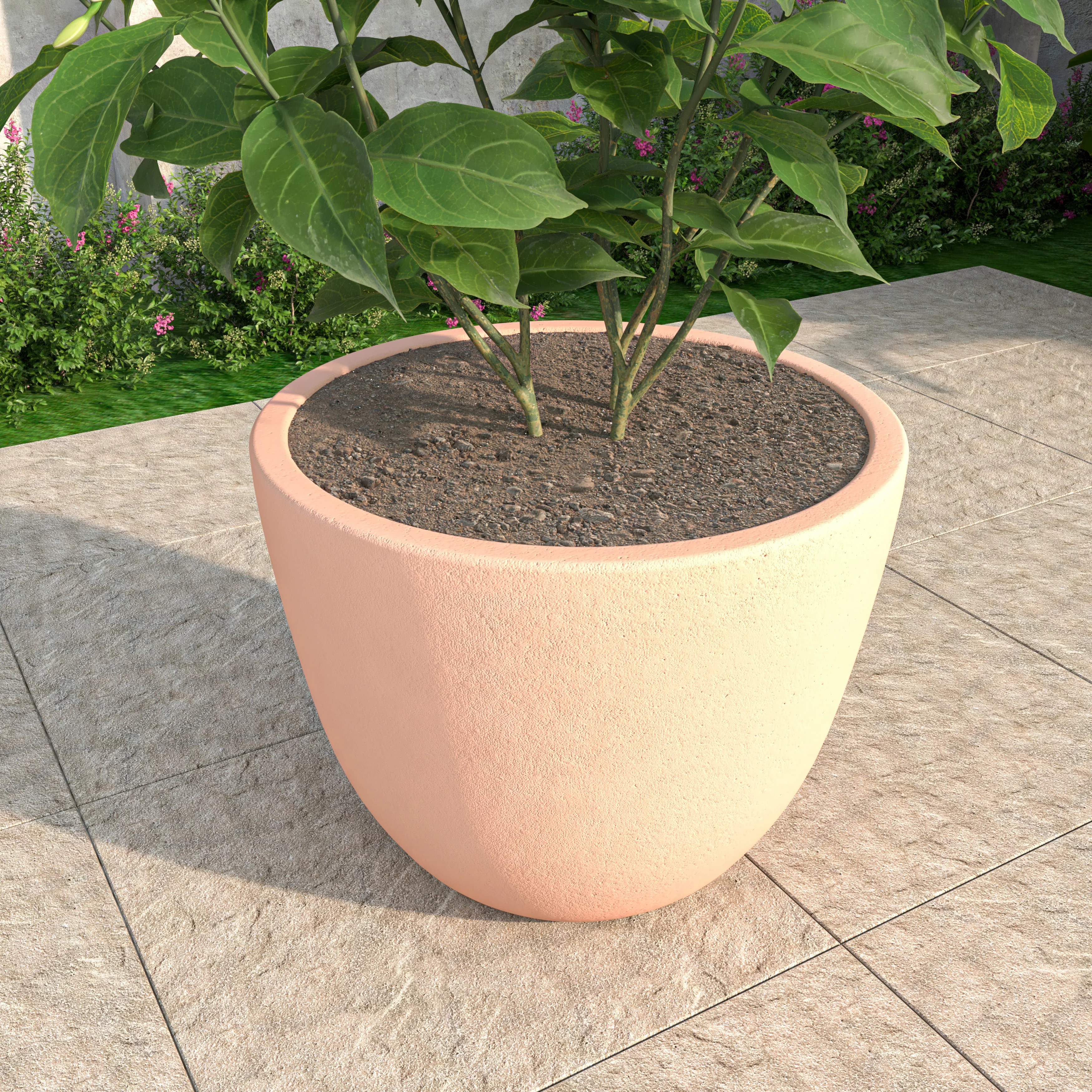 Dahlia Series Poly Stone Planter in TerraCotta Color 21.3 Dia, 15.7 High