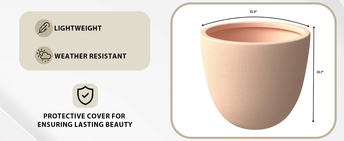 Dahlia Series Poly Stone Planter in TerraCotta Color 21.3 Dia, 15.7 High