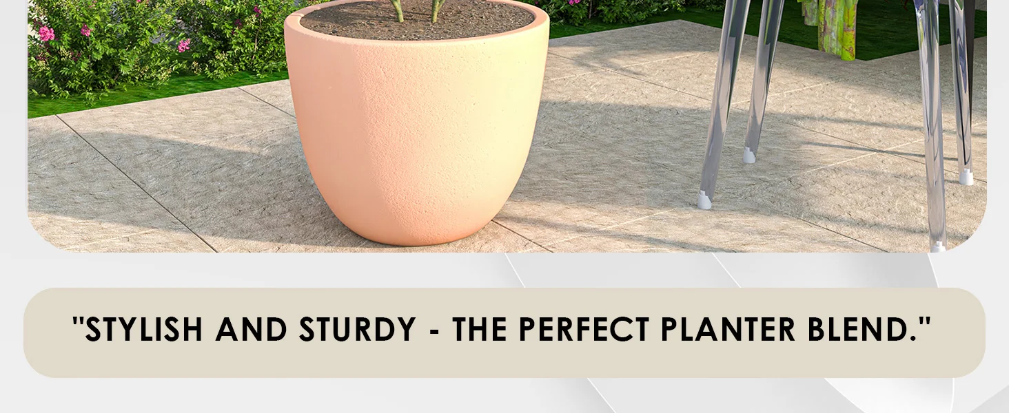 Dahlia Series Poly Stone Planter in TerraCotta Color 21.3 Dia, 15.7 High