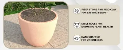 Dahlia Series Poly Stone Planter in TerraCotta Color 21.3 Dia, 15.7 High