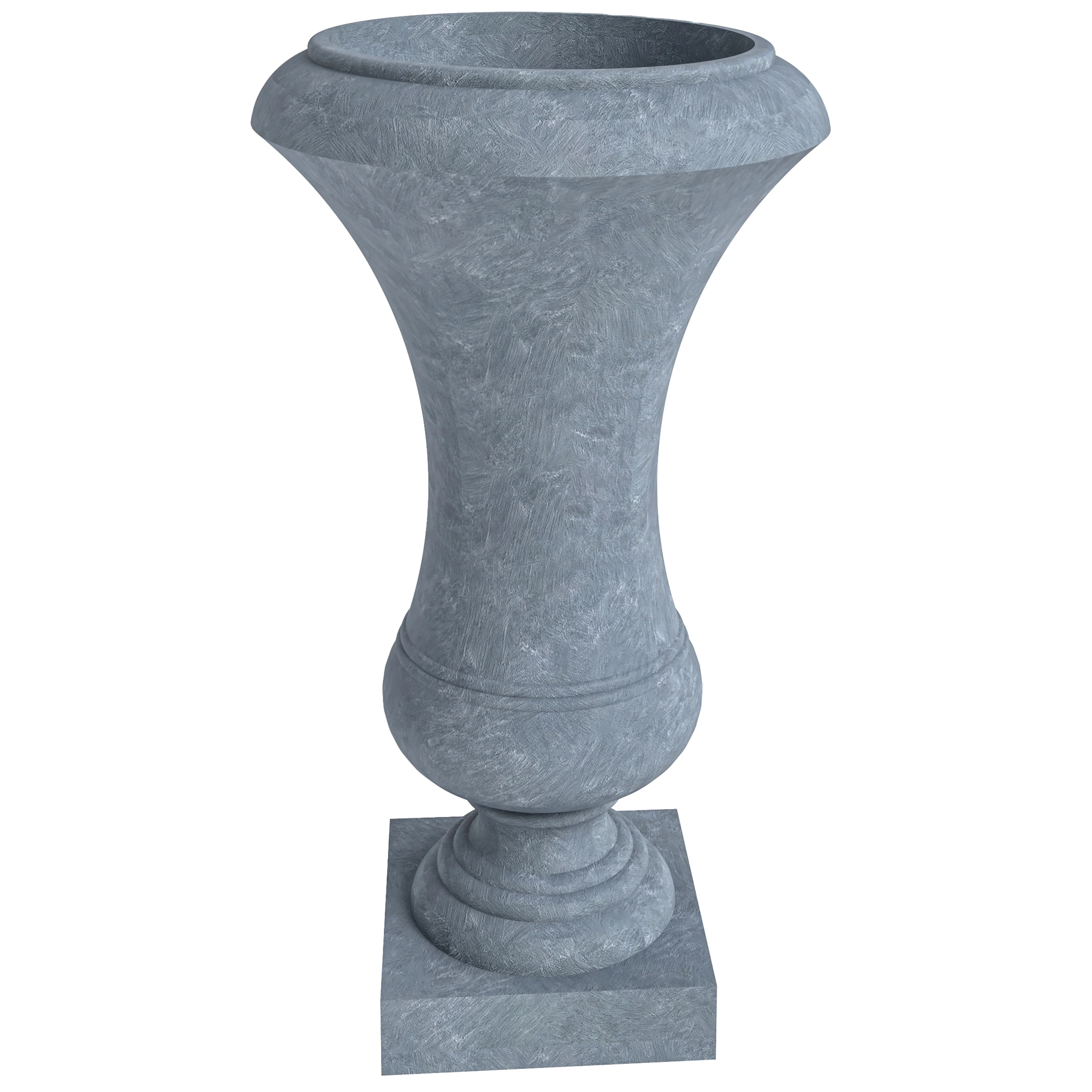 Daisy Series Poly Fiber Stone Planter in Aged Concrete, 14 Dia, 24.8 High