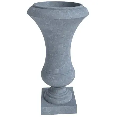 Daisy Series Poly Fiber Stone Planter in Aged Concrete, 14 Dia, 24.8 High