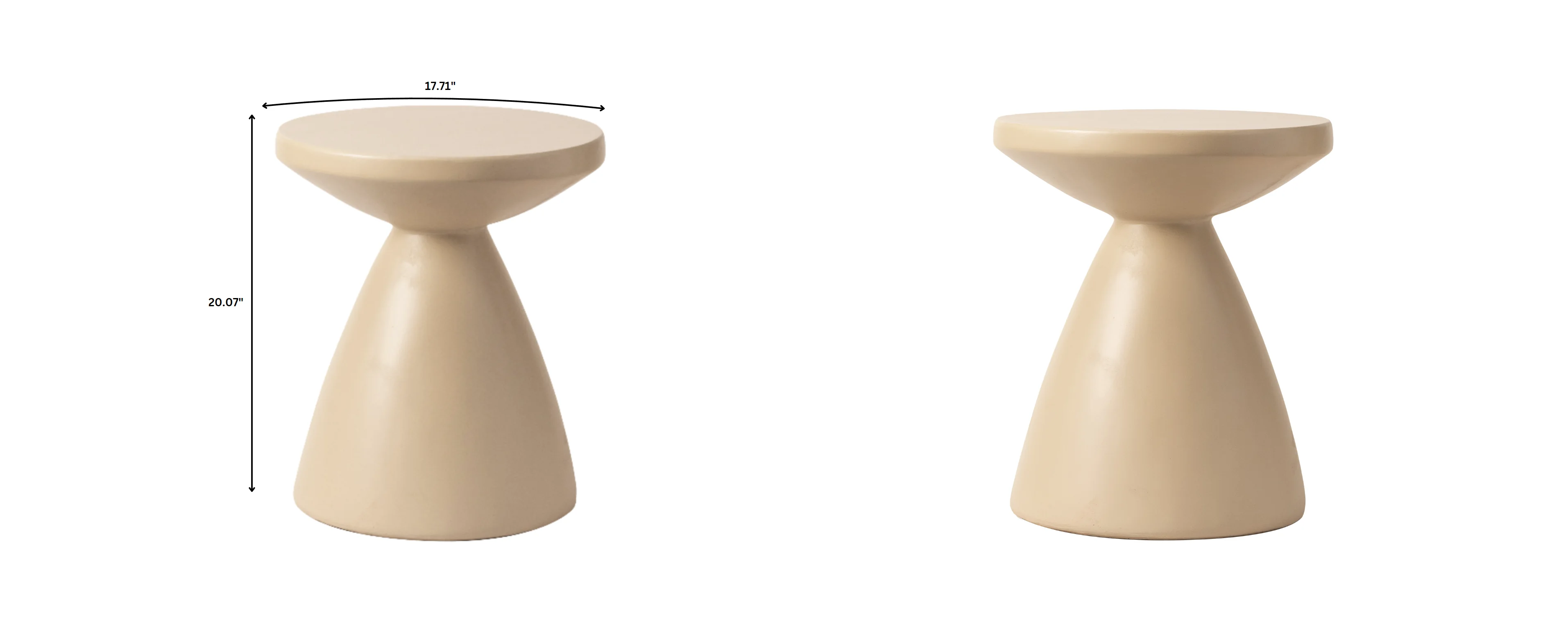 Dune Collection Fiberglass Outdoor Side Table in Beige