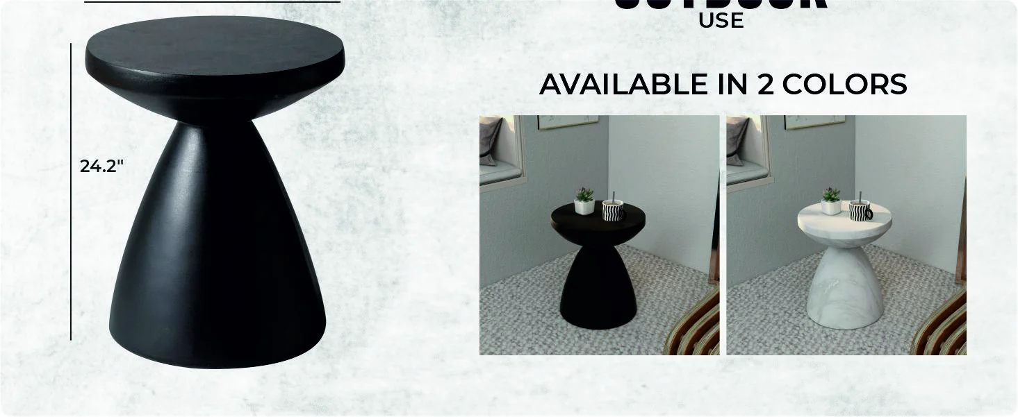 Dune Collection Fiberglass Outdoor Side Table in Black