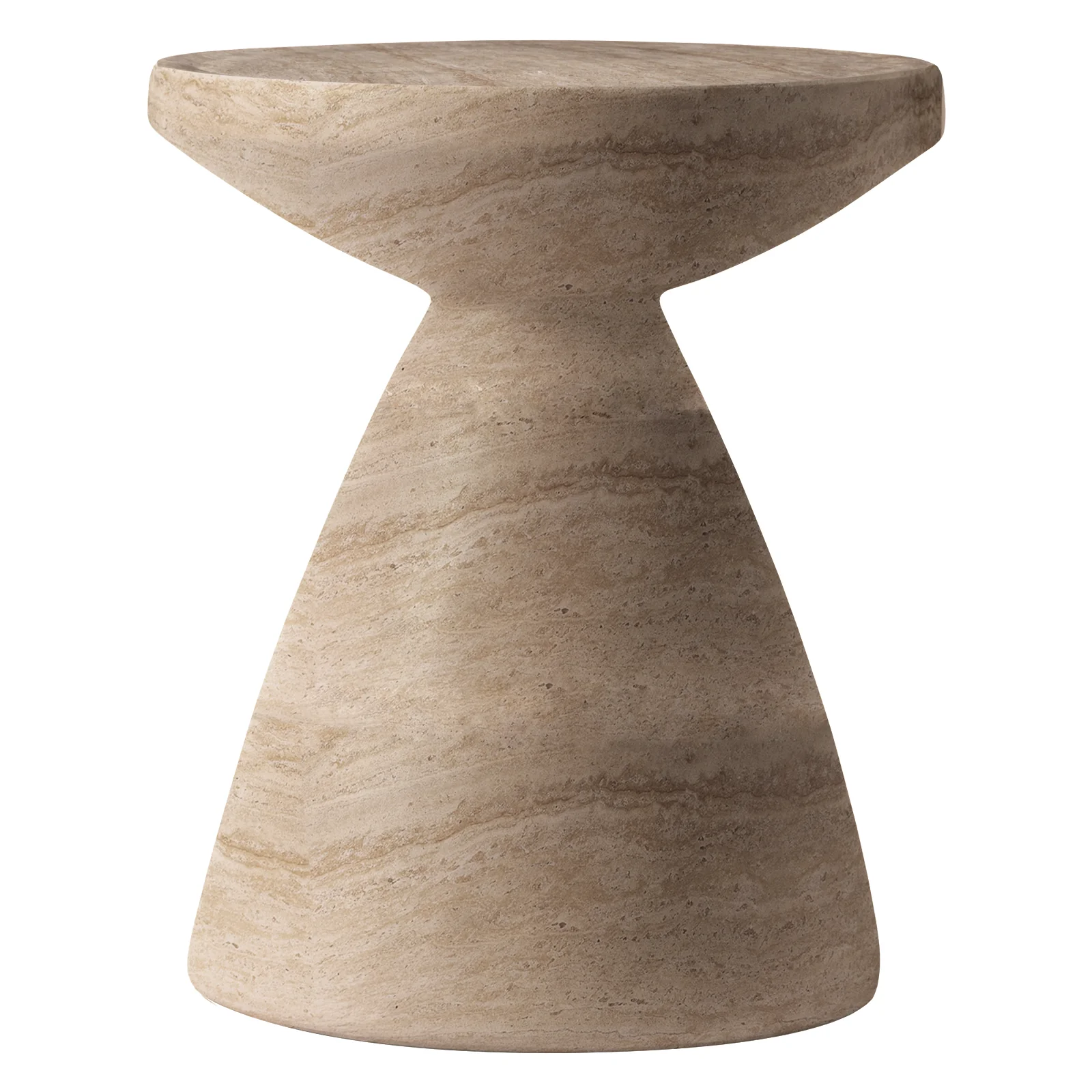 Dune Collection Fiberglass Outdoor Side Table in Travertine