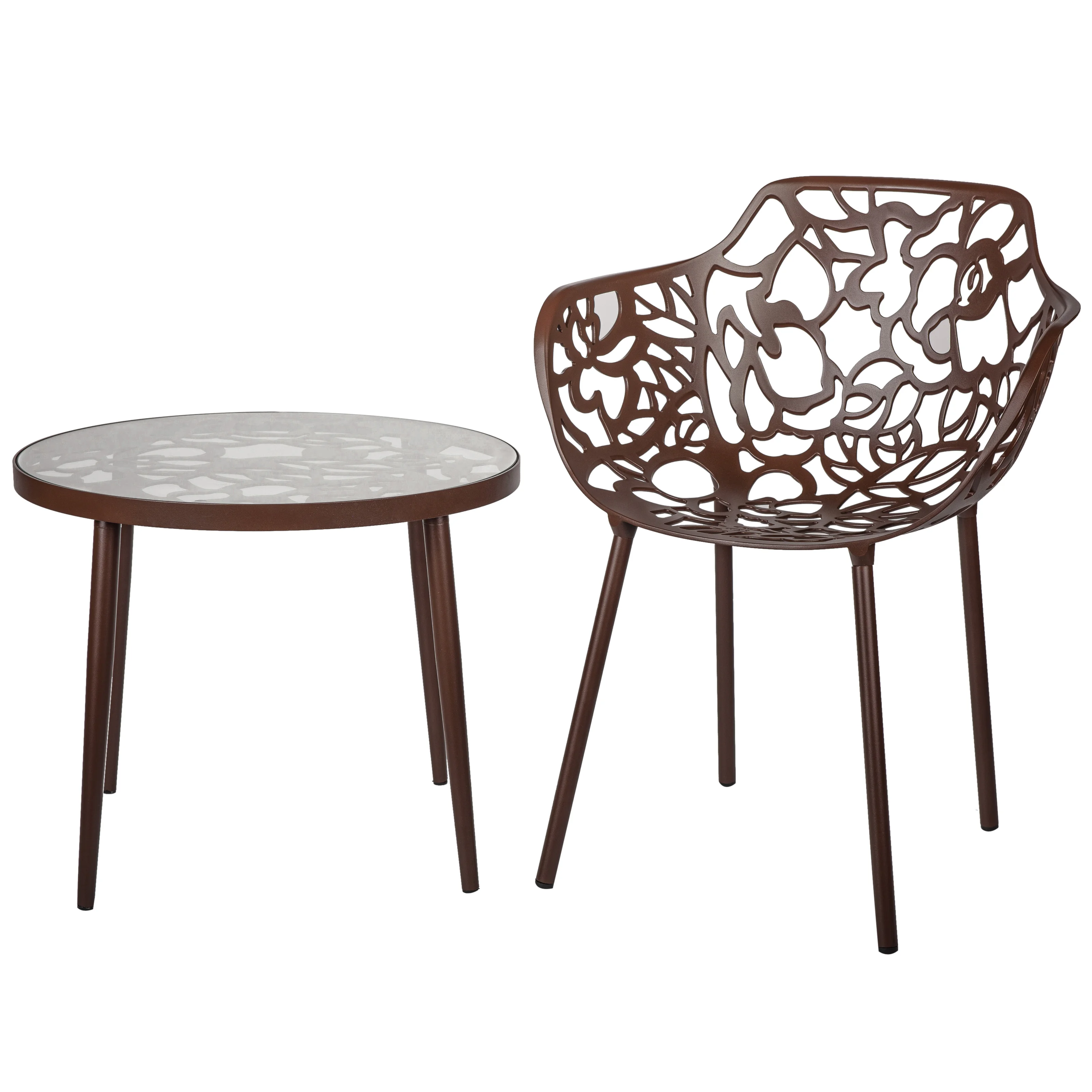 Devon Tree Design Glass Top Aluminum Base Indoor Outdoor End Table