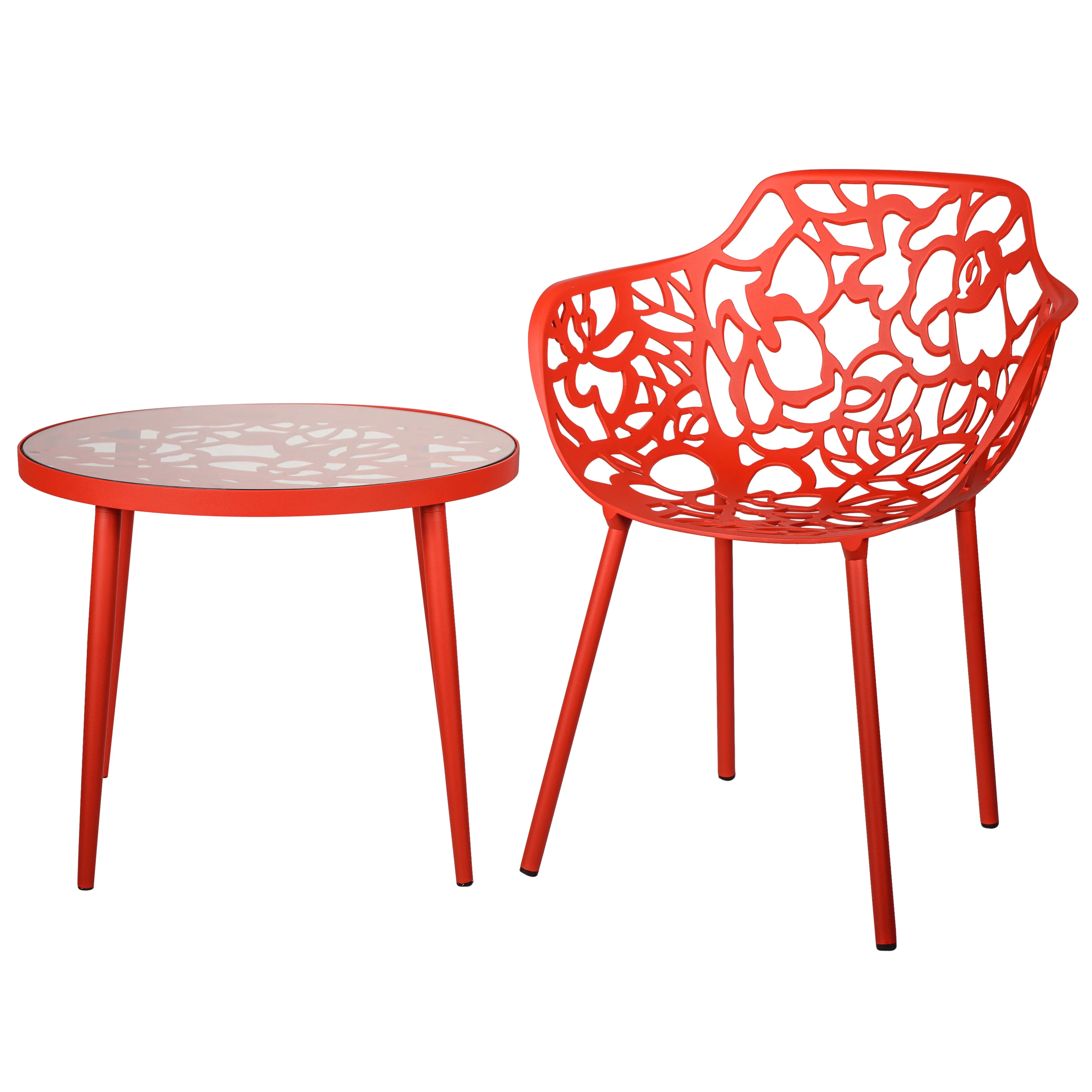 Devon Tree Design Glass Top Aluminum Base Indoor Outdoor End Table