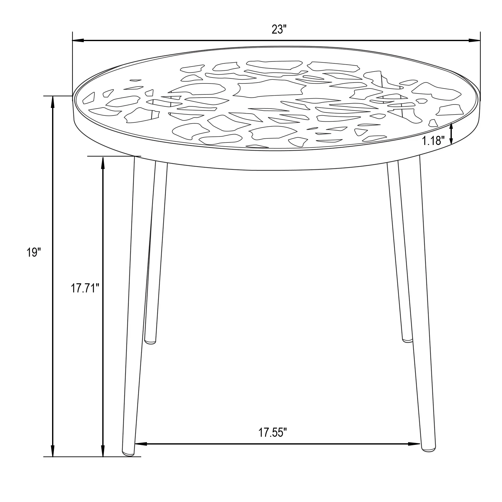 Devon Tree Design Glass Top Aluminum Base Indoor Outdoor End Table