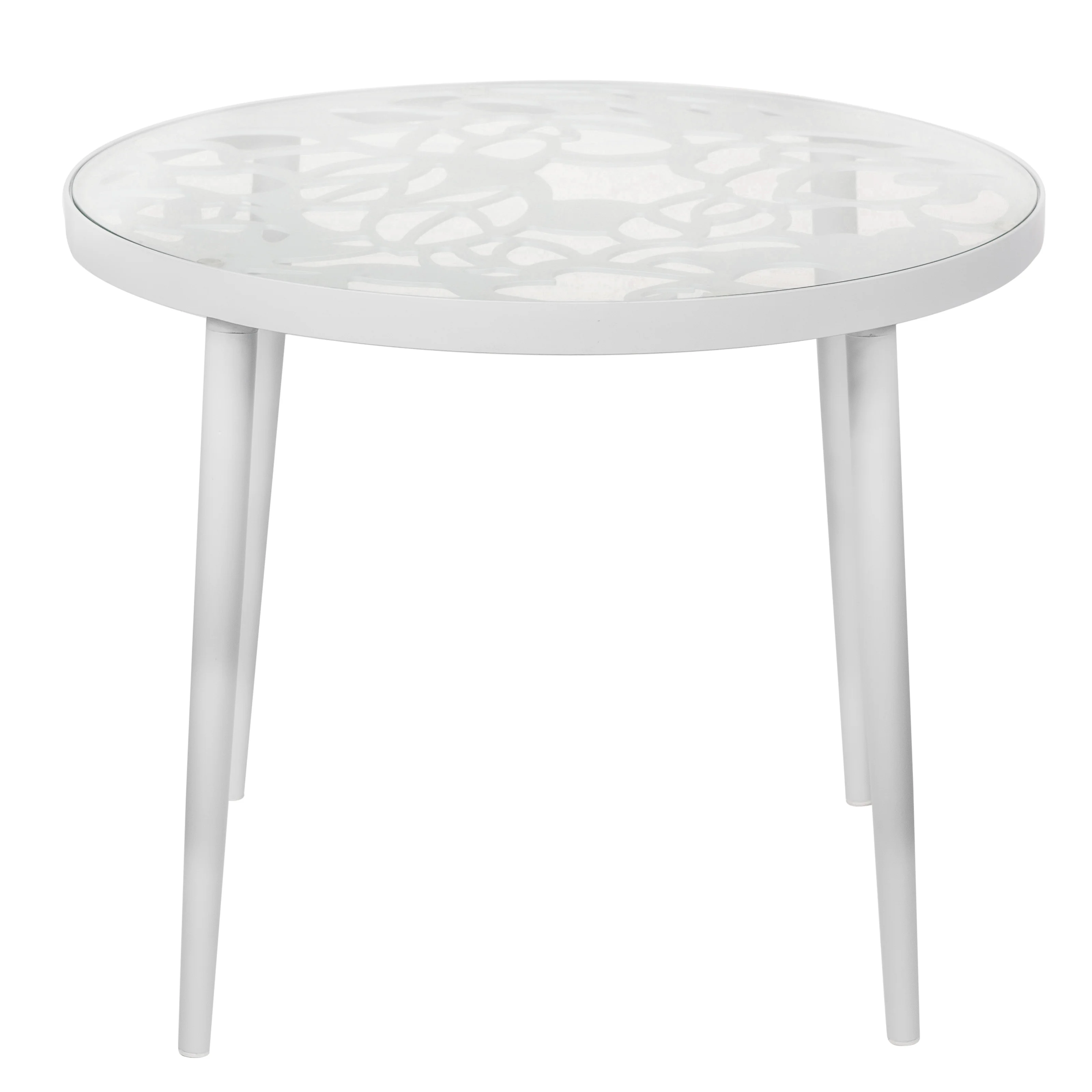 Devon Tree Design Glass Top Aluminum Base Indoor Outdoor End Table