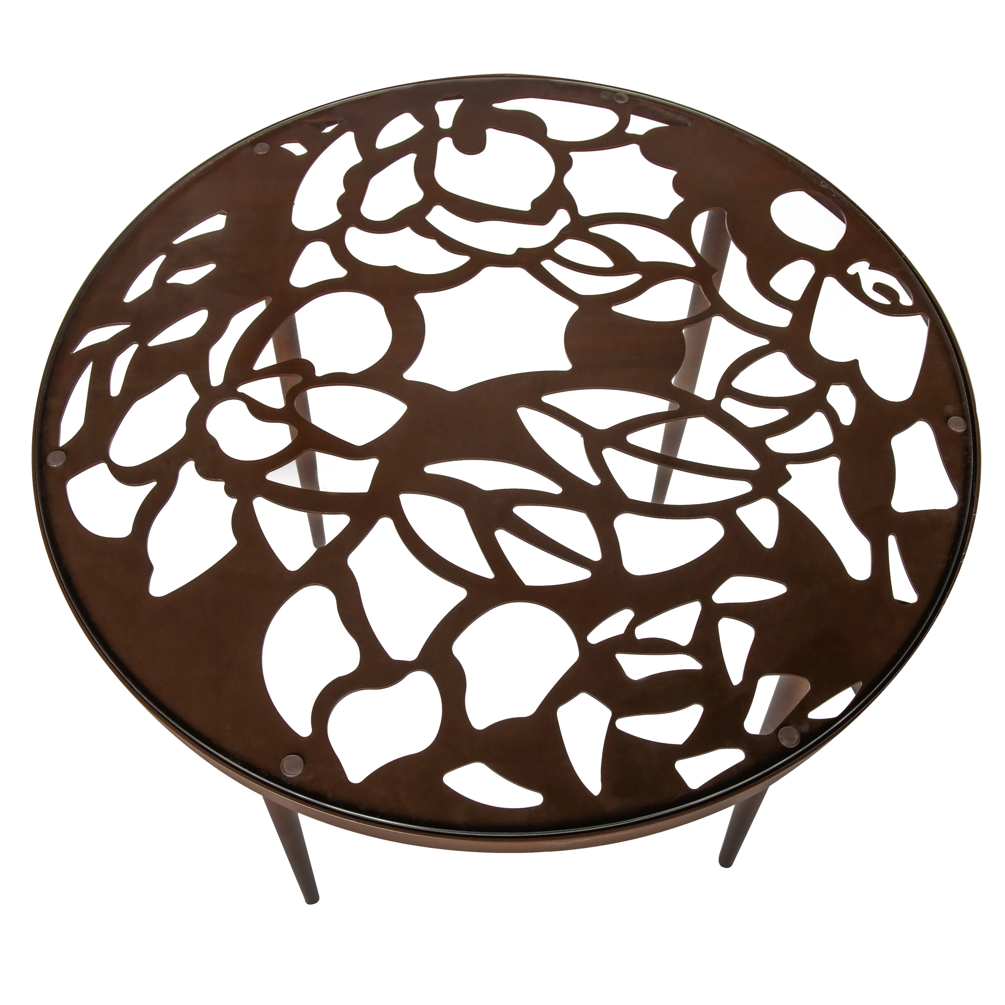 Devon Mid-Century Modern 5-Piece Aluminum Outdoor Patio Dining Set with Tempered Glass Top Table and 4 Stackable Flower Design Chairs for Patio, Poolside, Balcony, and Backyard Garden