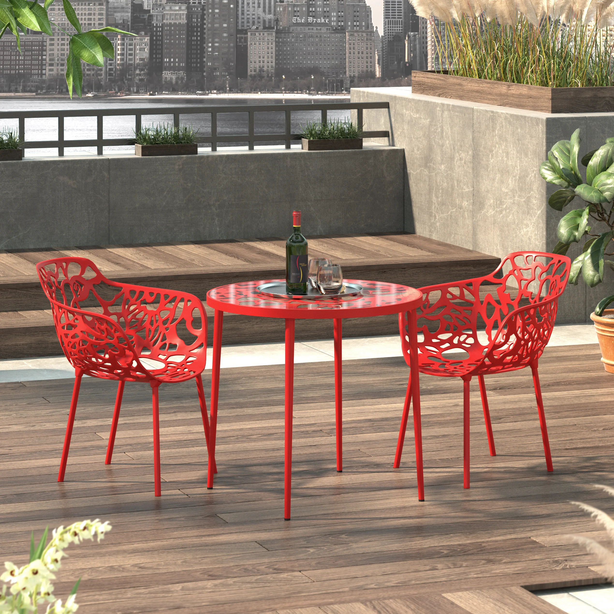Devon Tree Design Glass Top Aluminum Base Indoor Outdoor Bistro Dining Table