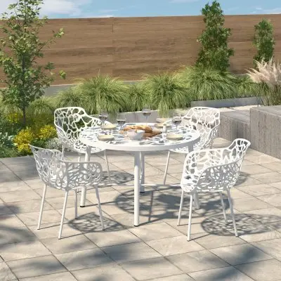 Devon Tree Design Glass Top Aluminum Base Indoor Outdoor Dining Table