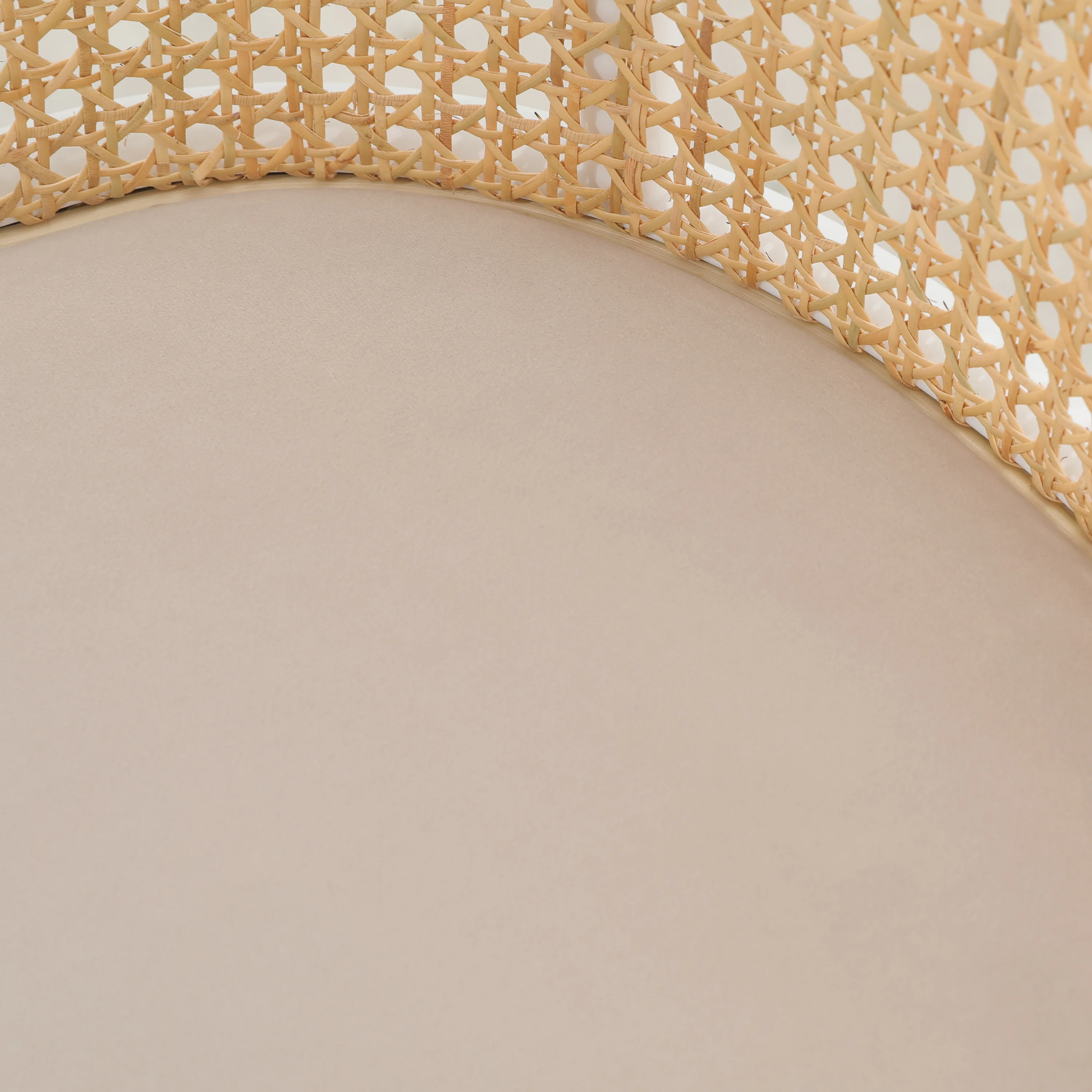 Ervilla Mid-Century Modern Wicker Bar Stool with Fabric Seat and White Powder Coated Steel Frame for Kitchen and Dining Room in Beige