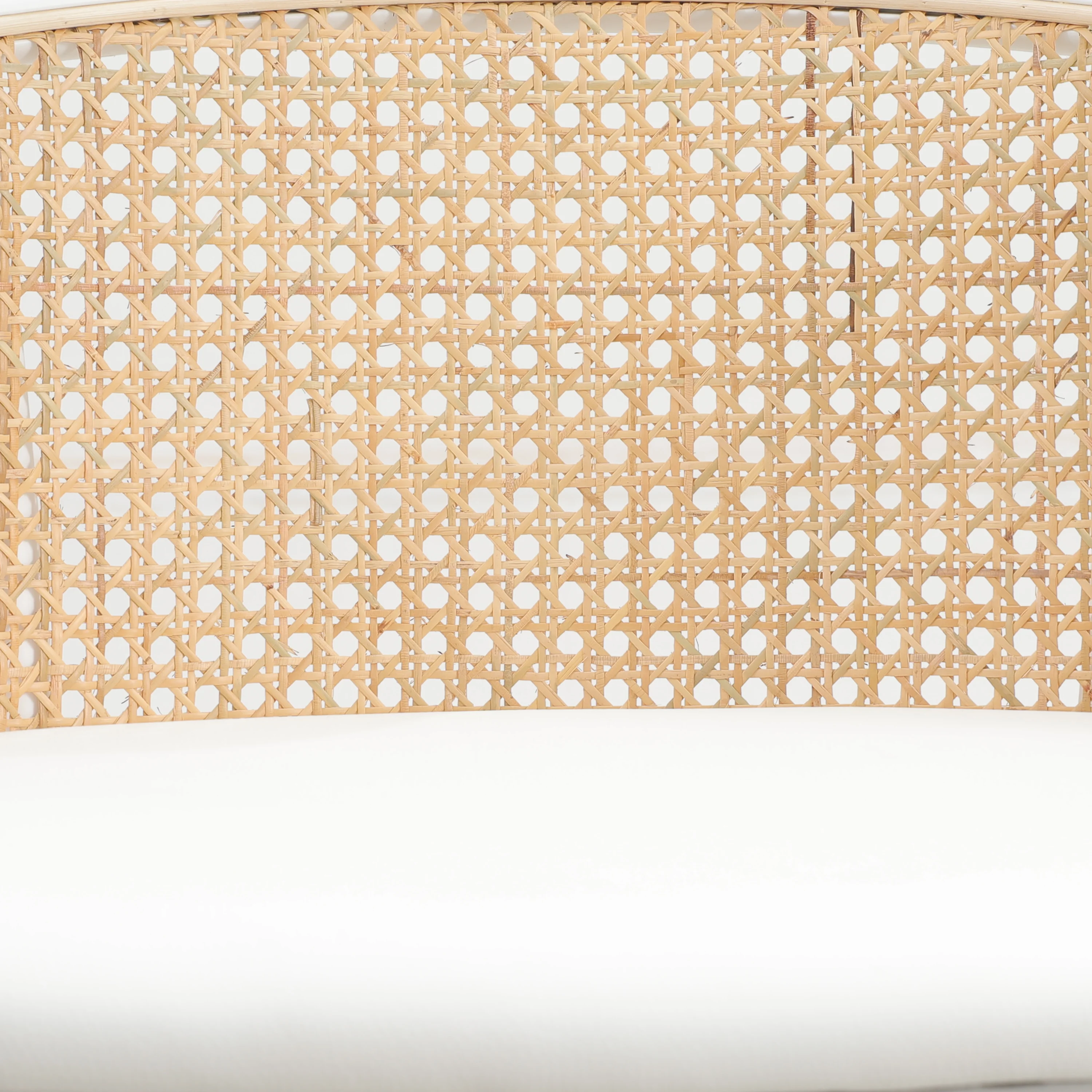 Ervilla Mid-Century Modern Wicker Bar Stool with Fabric Seat and White Powder Coated Steel Frame for Kitchen and Dining Room in White