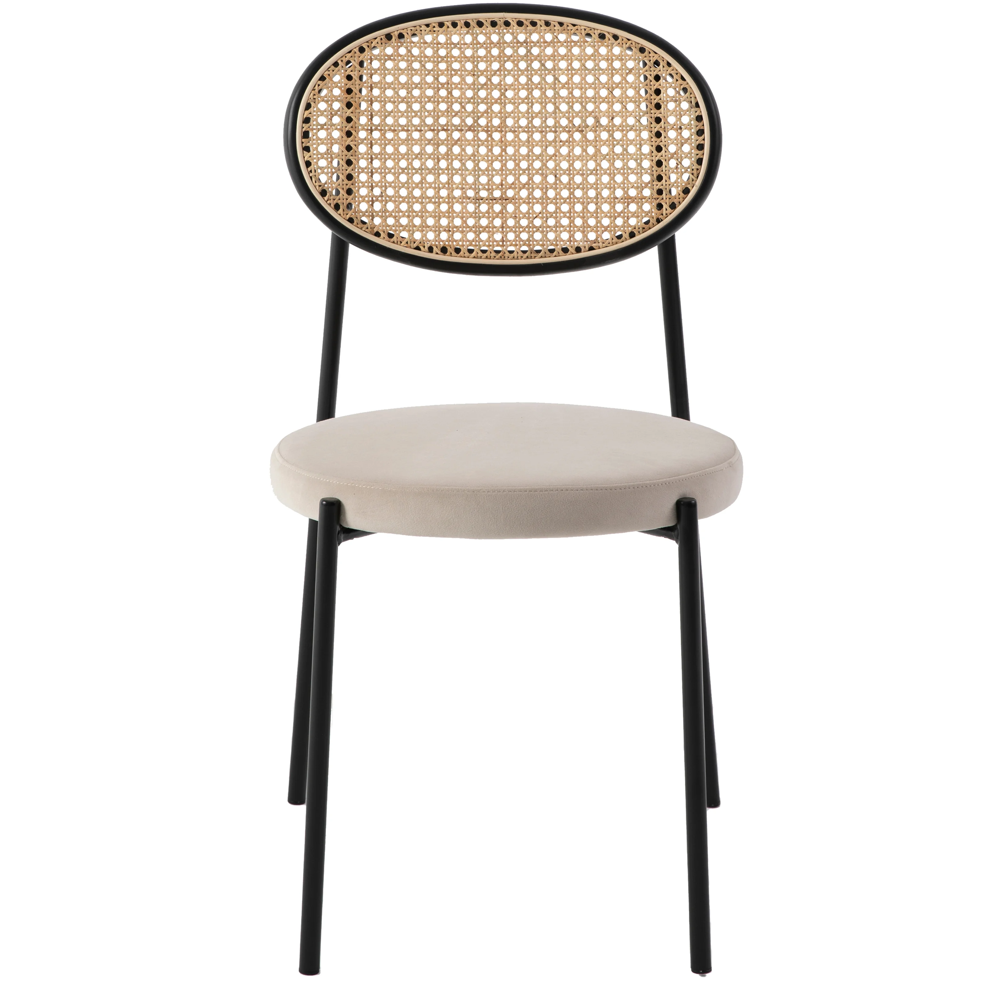 Euston Modern Wicker Dining Chair with Velvet Round Seat