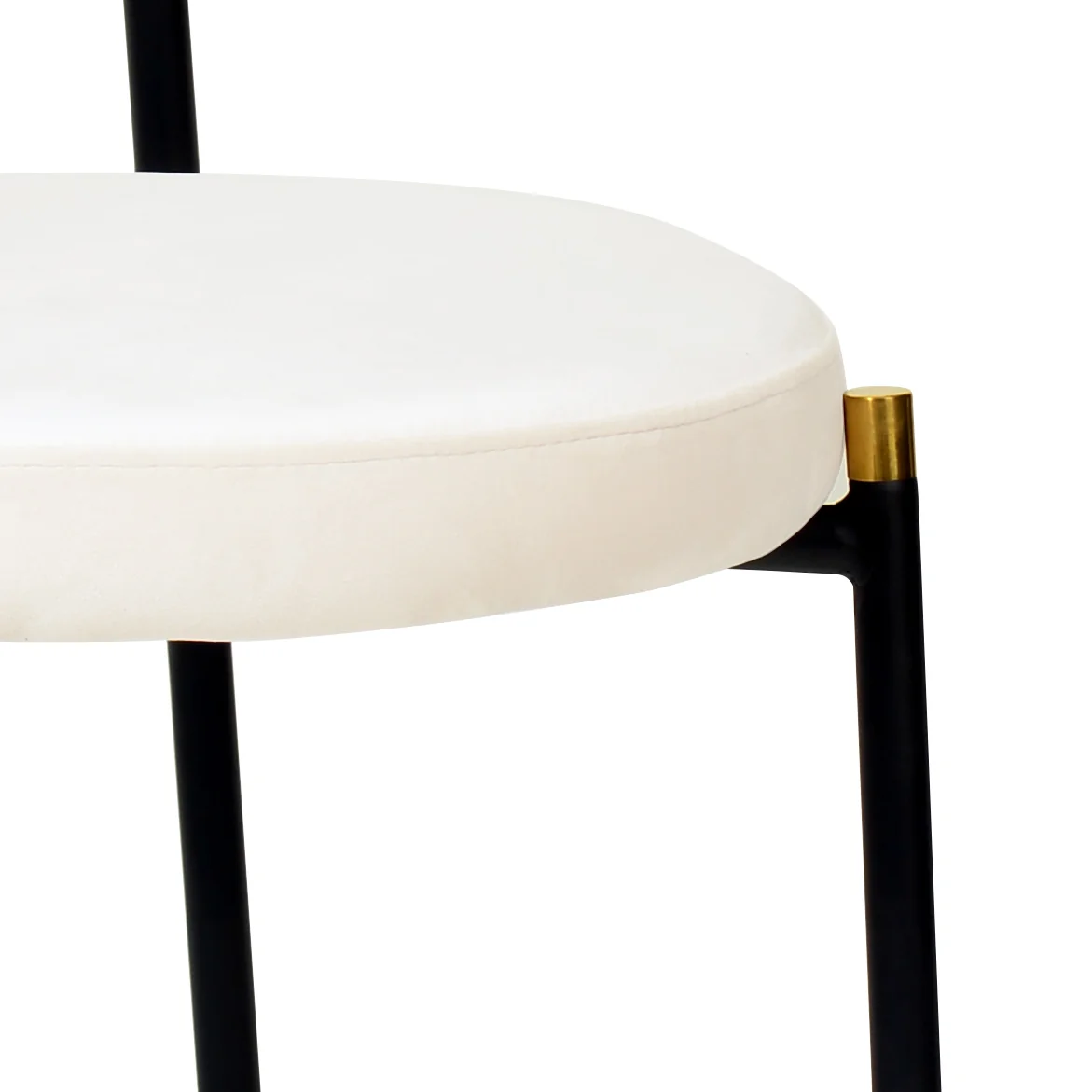 5-Piece Dining Set with 63" Rectangular Dining Table in Ebony with 4 Velvet Dining Chairs in Black Steel Legs in Beige