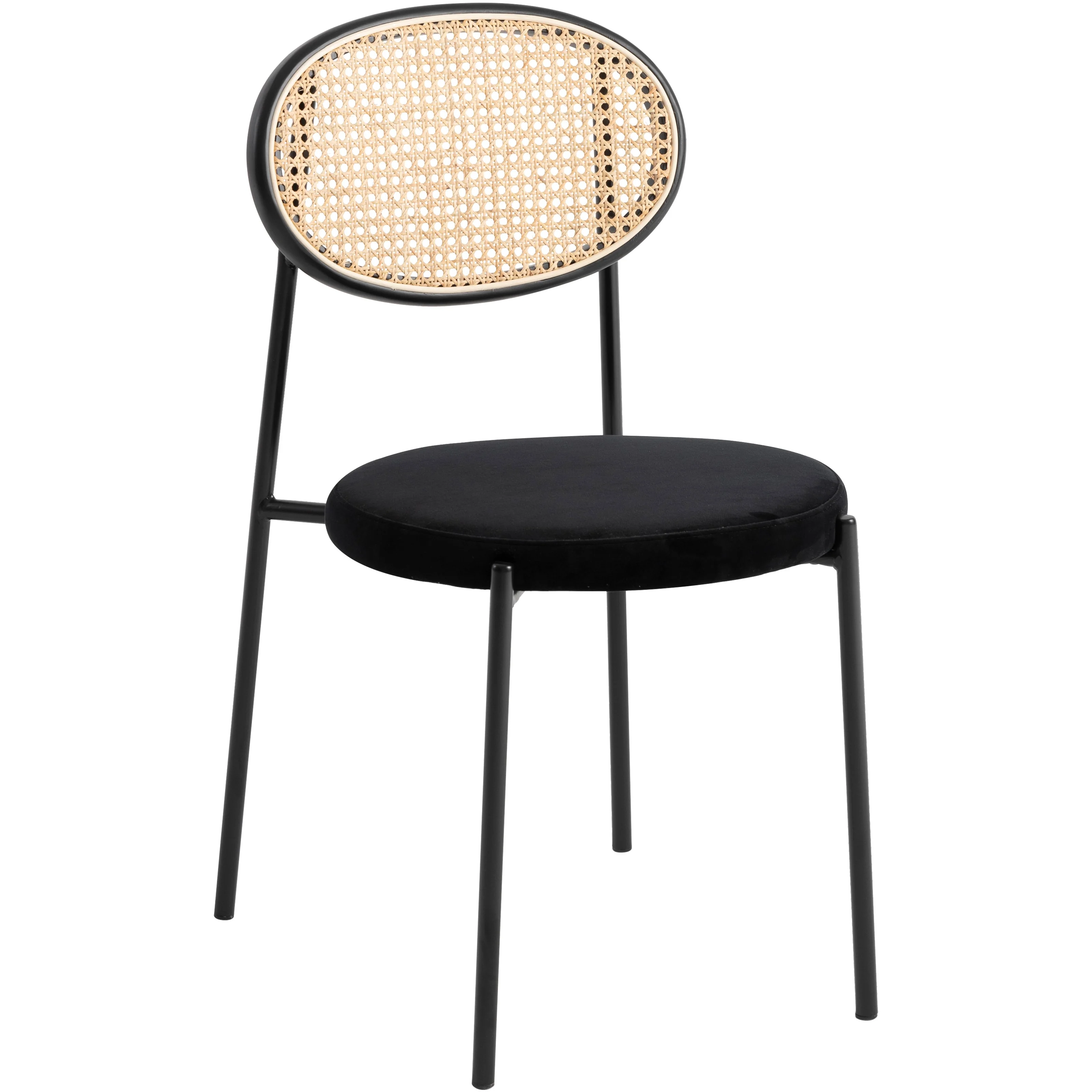 Euston Modern Wicker Dining Chair with Velvet Round Seat