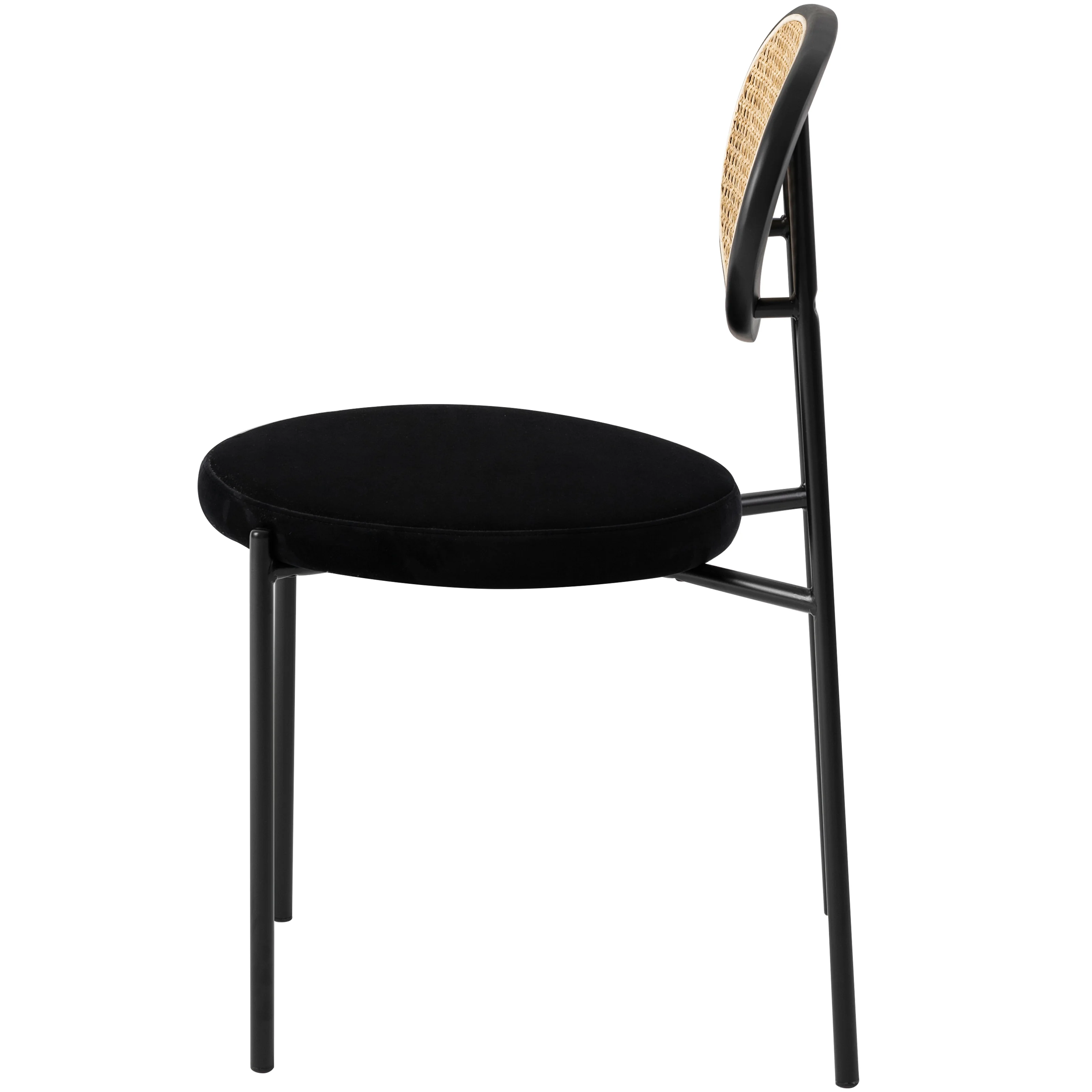 Euston Modern Wicker Dining Chair with Velvet Round Seat