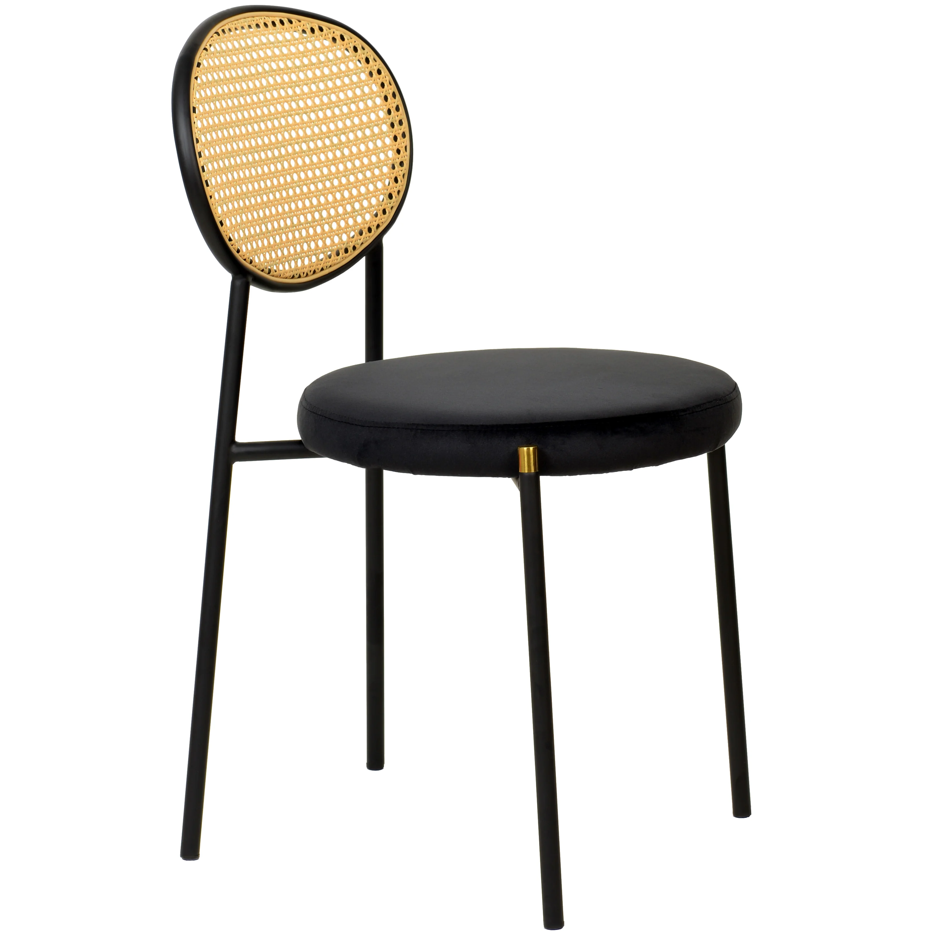 5-Piece Dining Set with 63" Rectangular Dining Table in Maple with 4 Velvet Dining Chairs in Black Steel Legs in Black