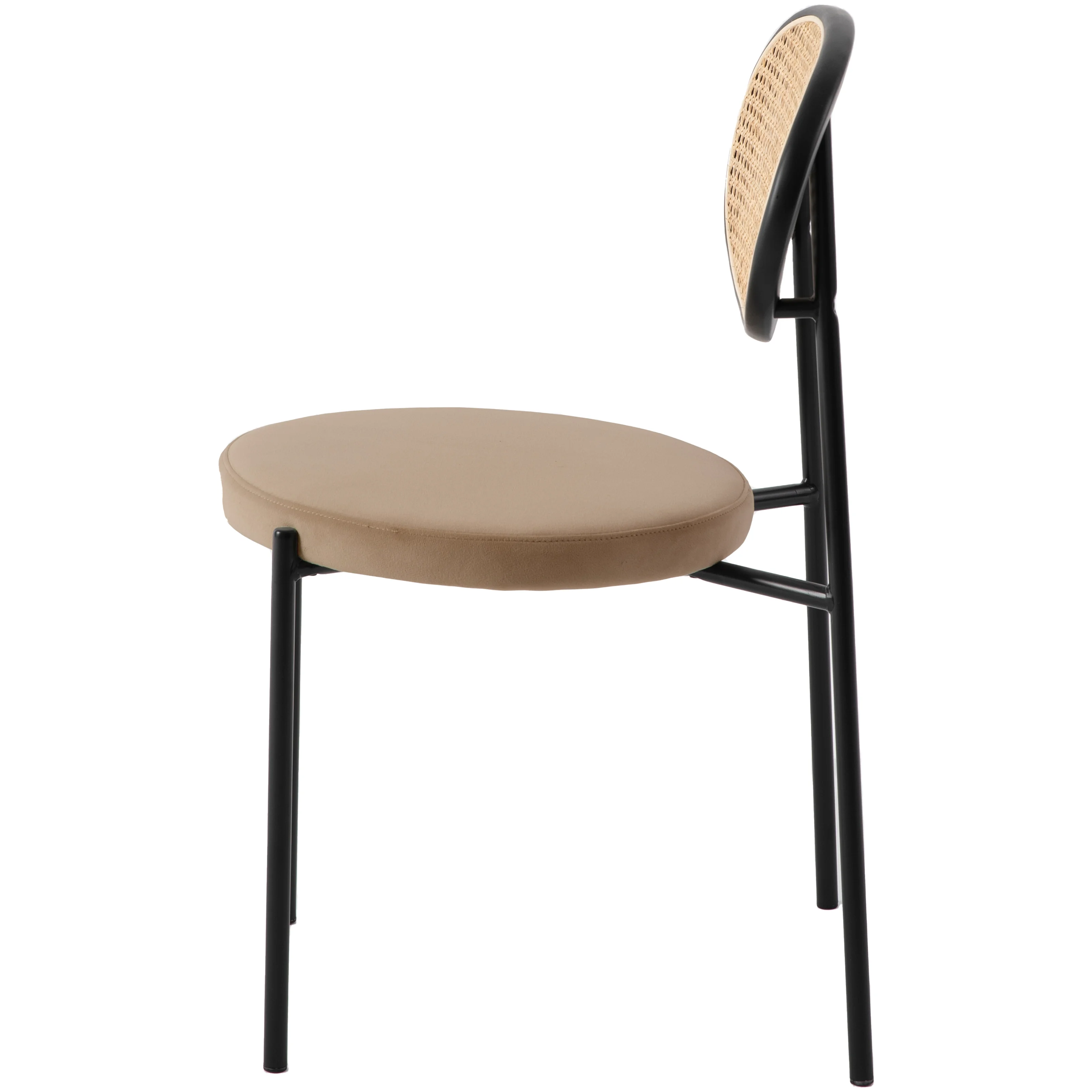 Euston Modern Wicker Dining Chair with Velvet Round Seat